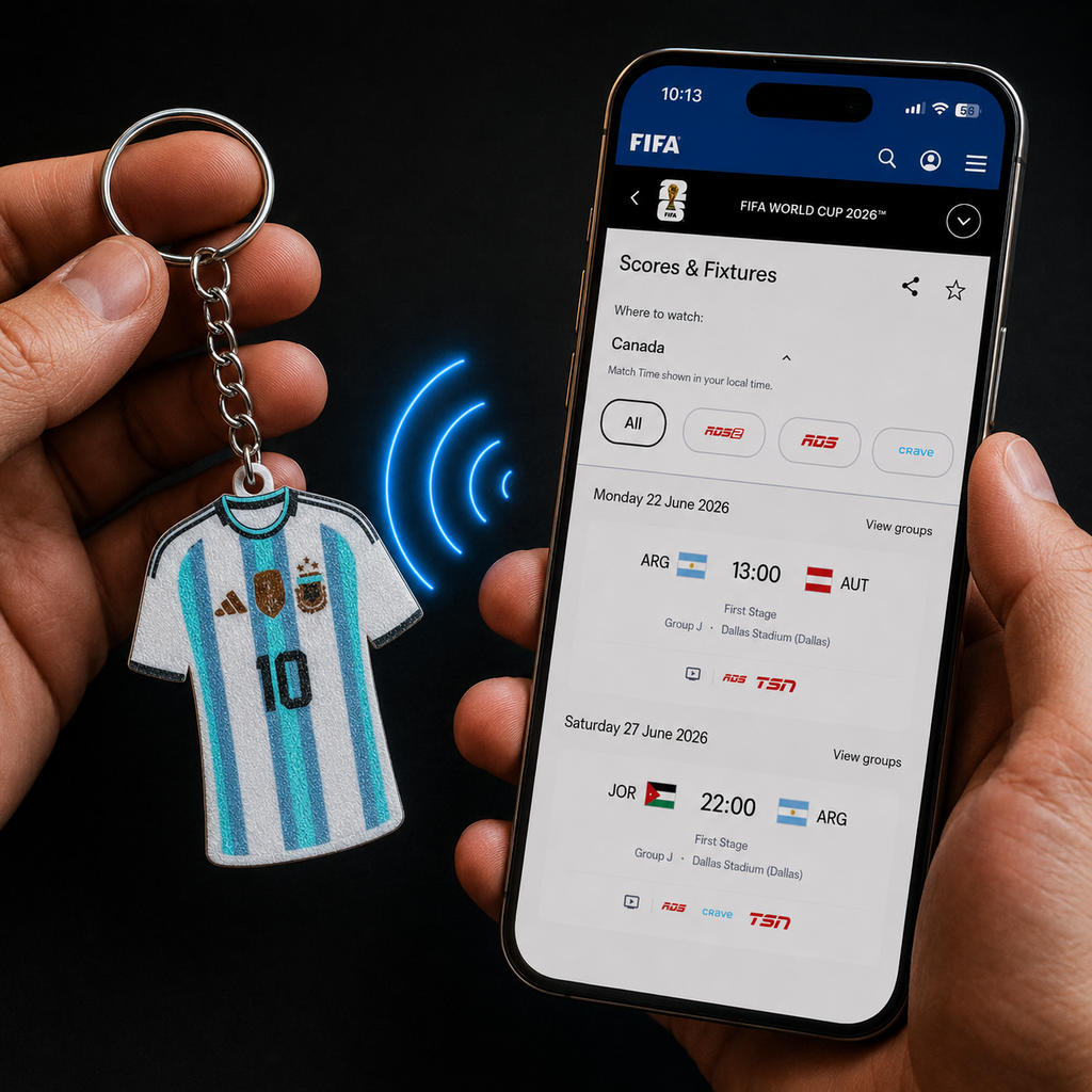 3D Printed Argentina Soccer Jersey NFC Keychain – Personalized with Name & Number | FIFA World Cup 2026 | Argentina Soccer Fan Gift