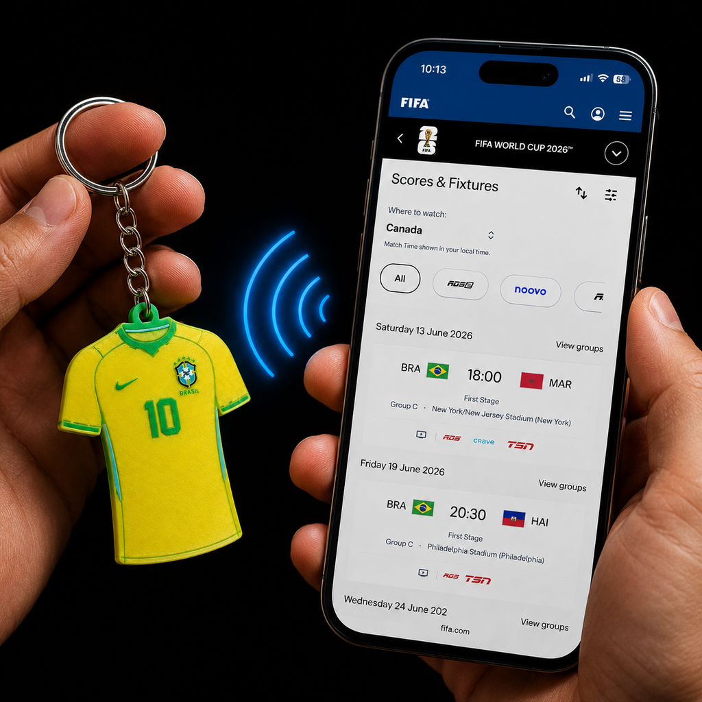 3D Printed Brazil Soccer Jersey NFC Keychain – Personalized with Name & Number | FIFA World Cup 2026 | Brazil Soccer Fan Gift