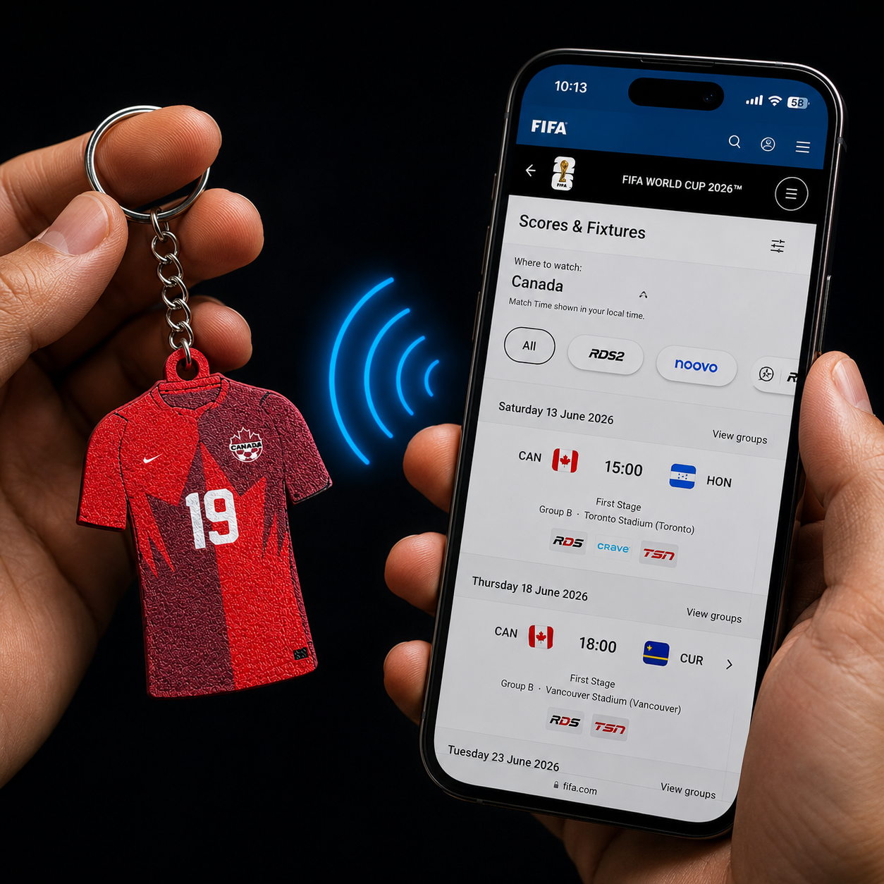 3D Printed Canada Soccer Jersey NFC Keychain – Personalized with Name & Number | FIFA World Cup 2026 | Canadian Soccer Fan Gift