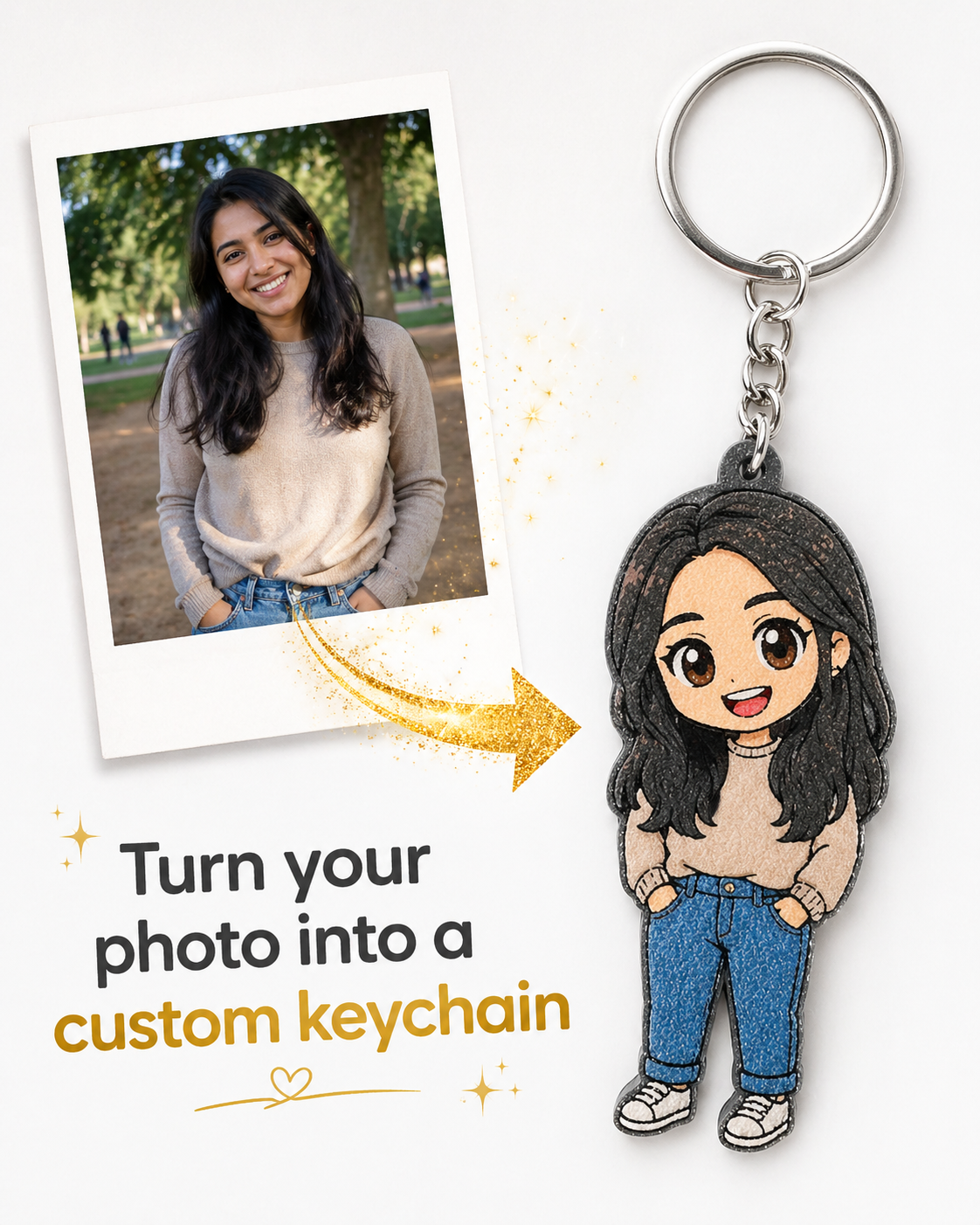 Custom Chibi Keychain – 3D Printed from Your Photo