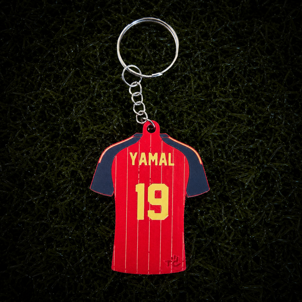 3D Printed Spain Soccer Jersey NFC Keychain – Personalized with Name & Number | FIFA World Cup 2026 | Spain Soccer Fan Gift