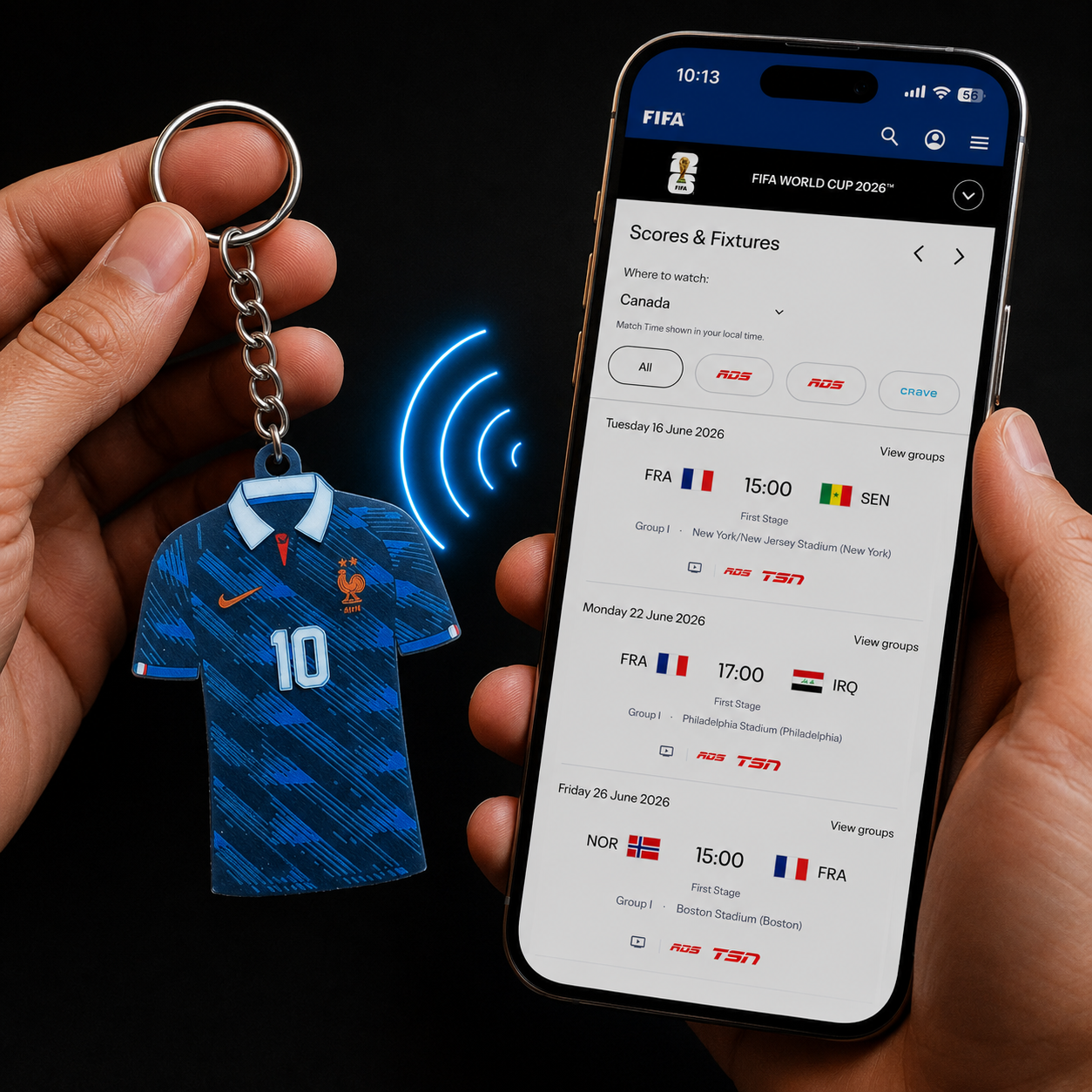 3D Printed France Soccer Jersey NFC Keychain – Personalized with Name & Number | FIFA World Cup 2026 | France Soccer Fan Gift