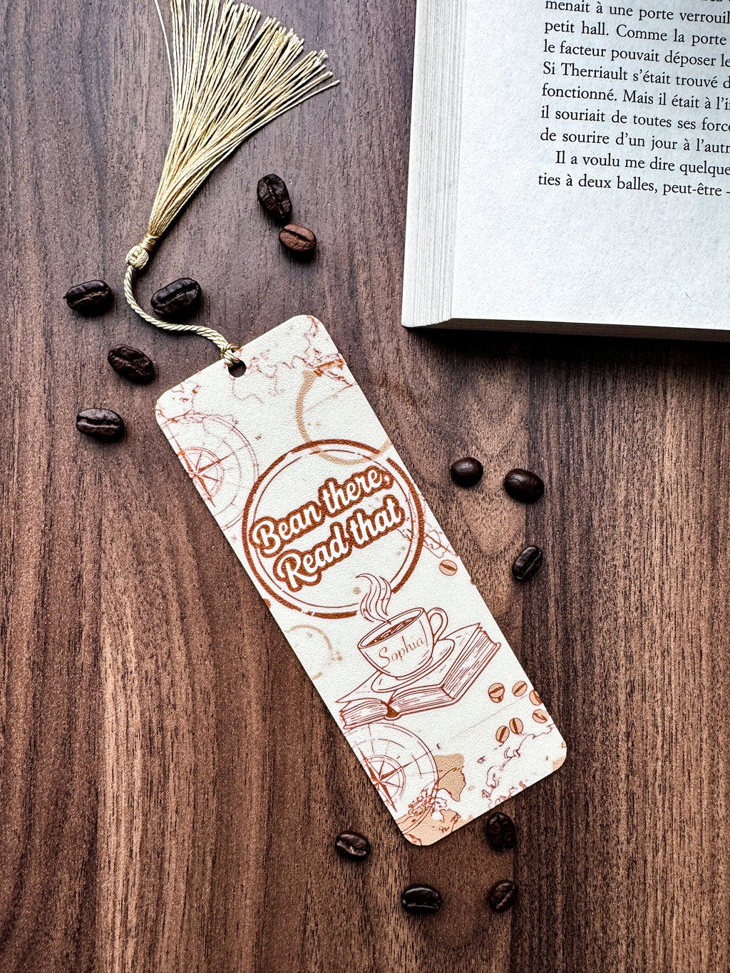 Bean There, Read That - 3D Printed Bookmark with Custom Name