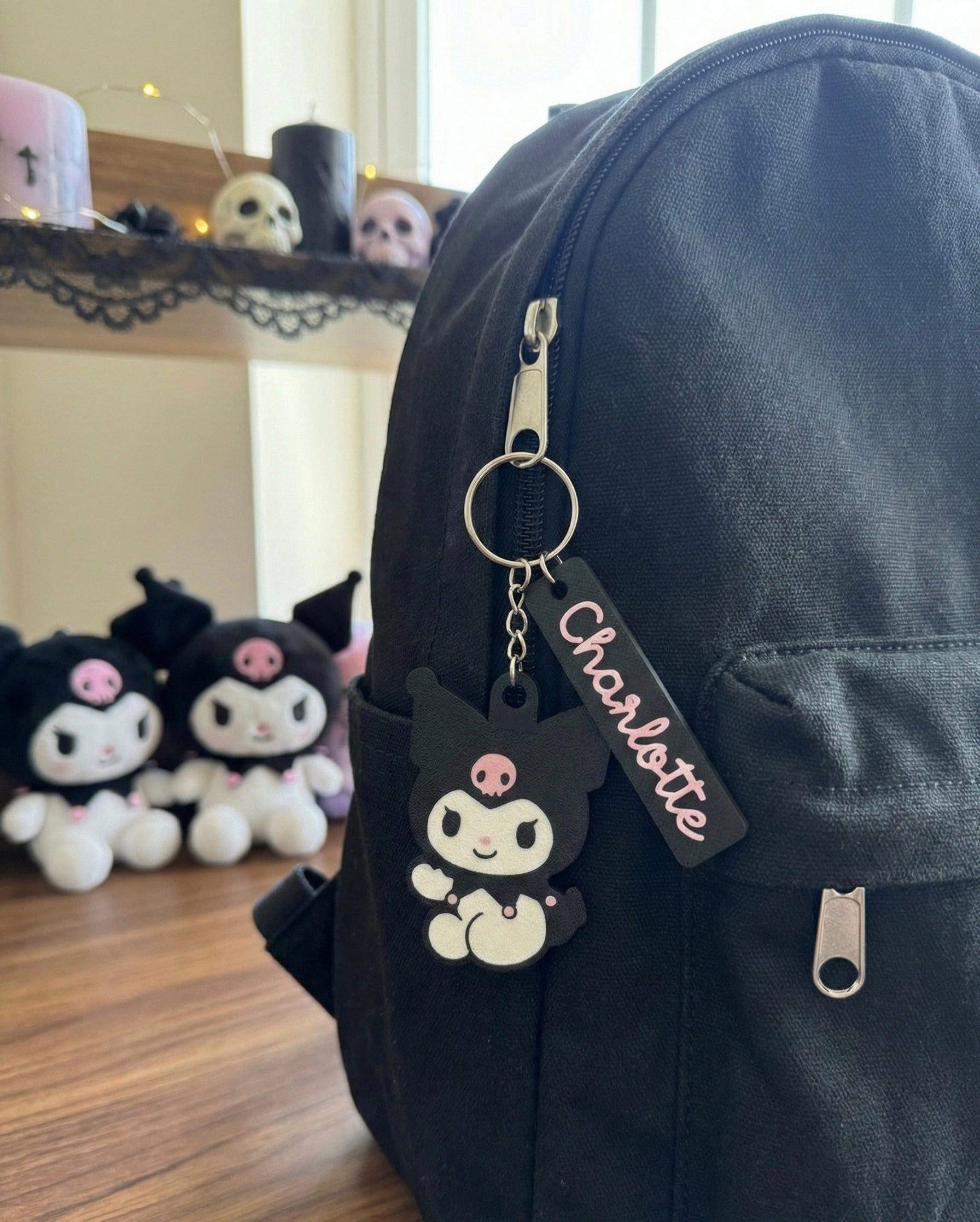 Kuromi 3D Printed Keychain with Optional Custom Name