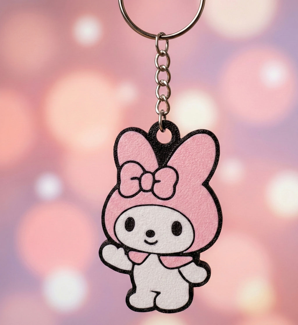 My Melody 3D Printed Keychain with Optional Custom Name