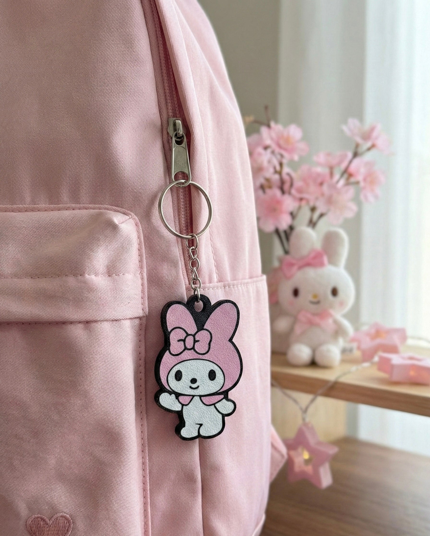 My Melody 3D Printed Keychain with Optional Custom Name