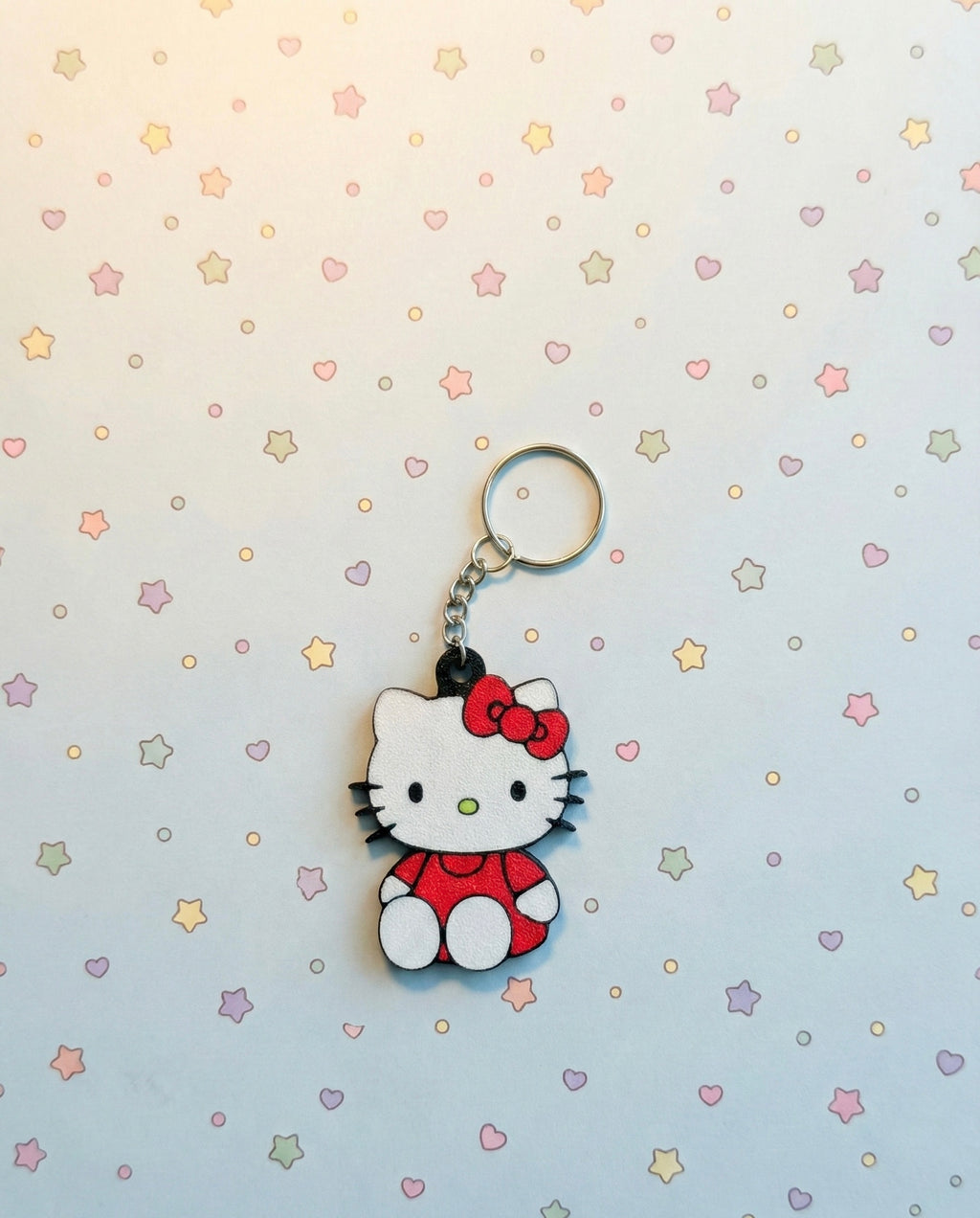 Hello Kitty 3D Printed Keychain with Optional Custom Name
