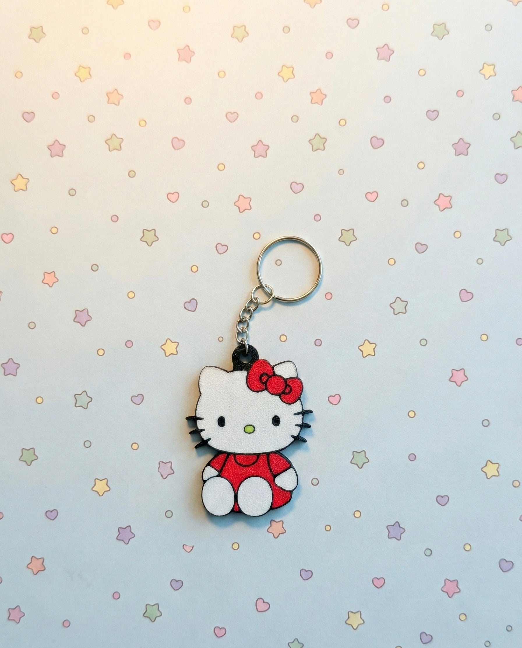 Hello Kitty 3D Printed Keychain with Optional Custom Name