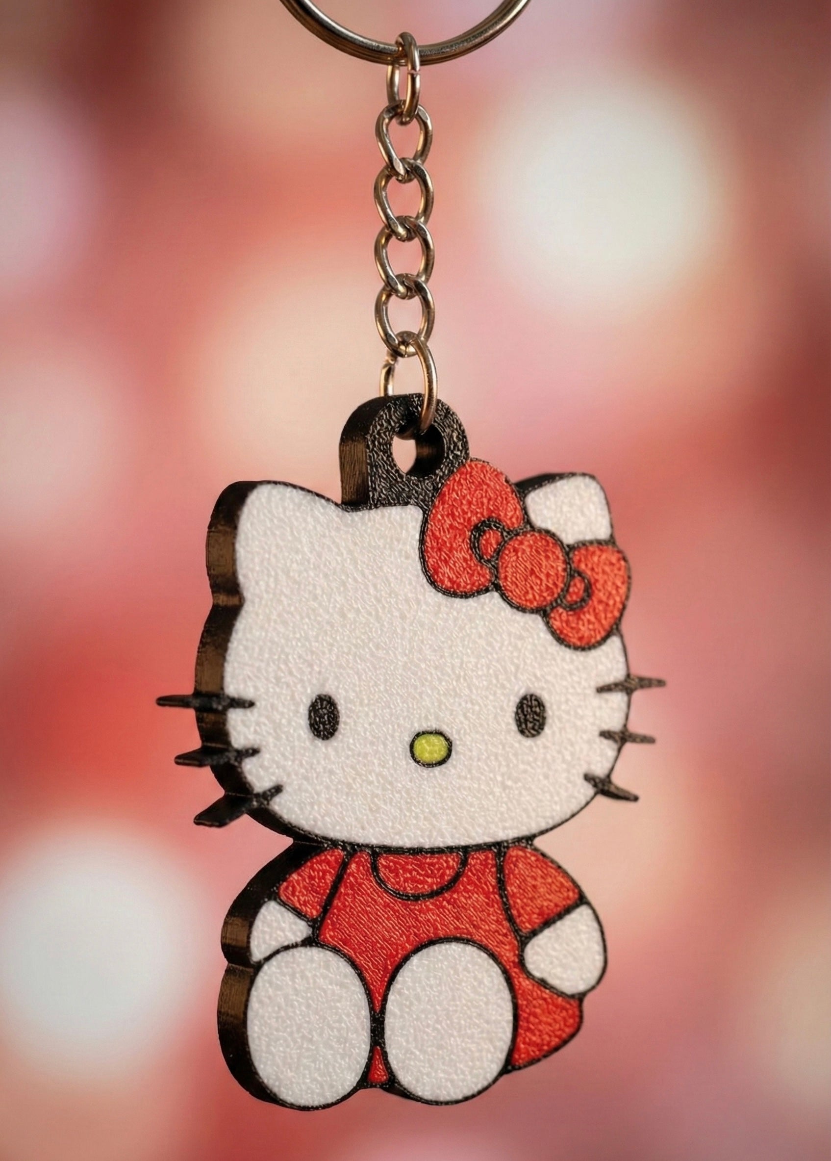 Hello Kitty 3D Printed Keychain with Optional Custom Name