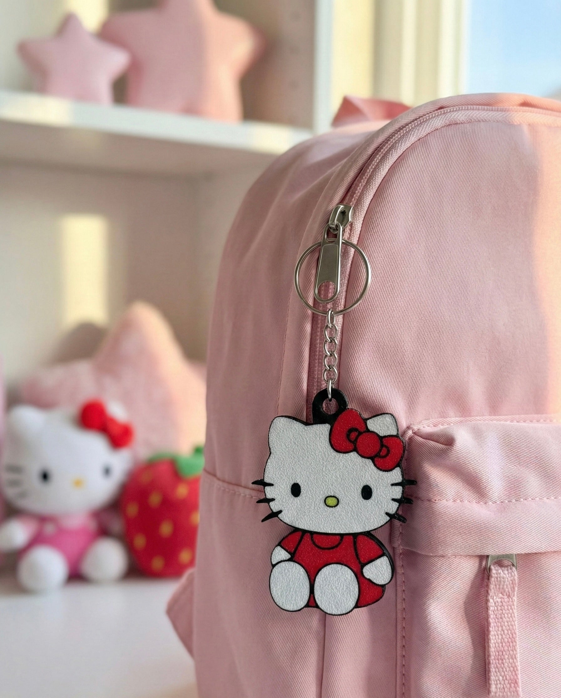 Hello Kitty 3D Printed Keychain with Optional Custom Name