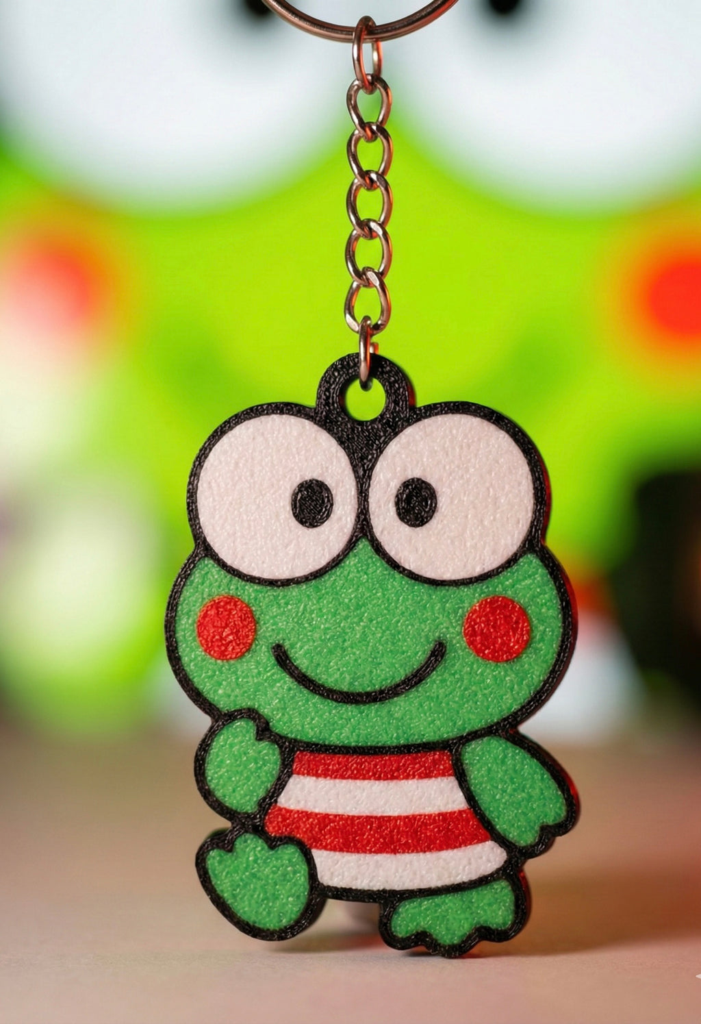 Keroppi 3D Printed Keychain with Optional Custom Name