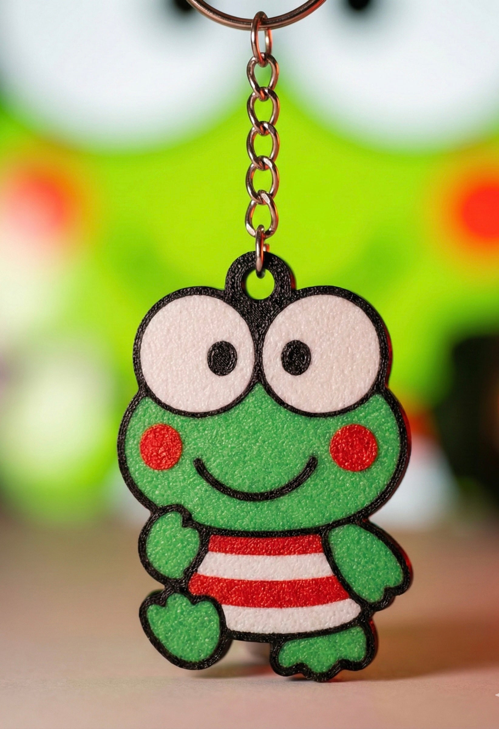 Keroppi 3D Printed Keychain with Optional Custom Name