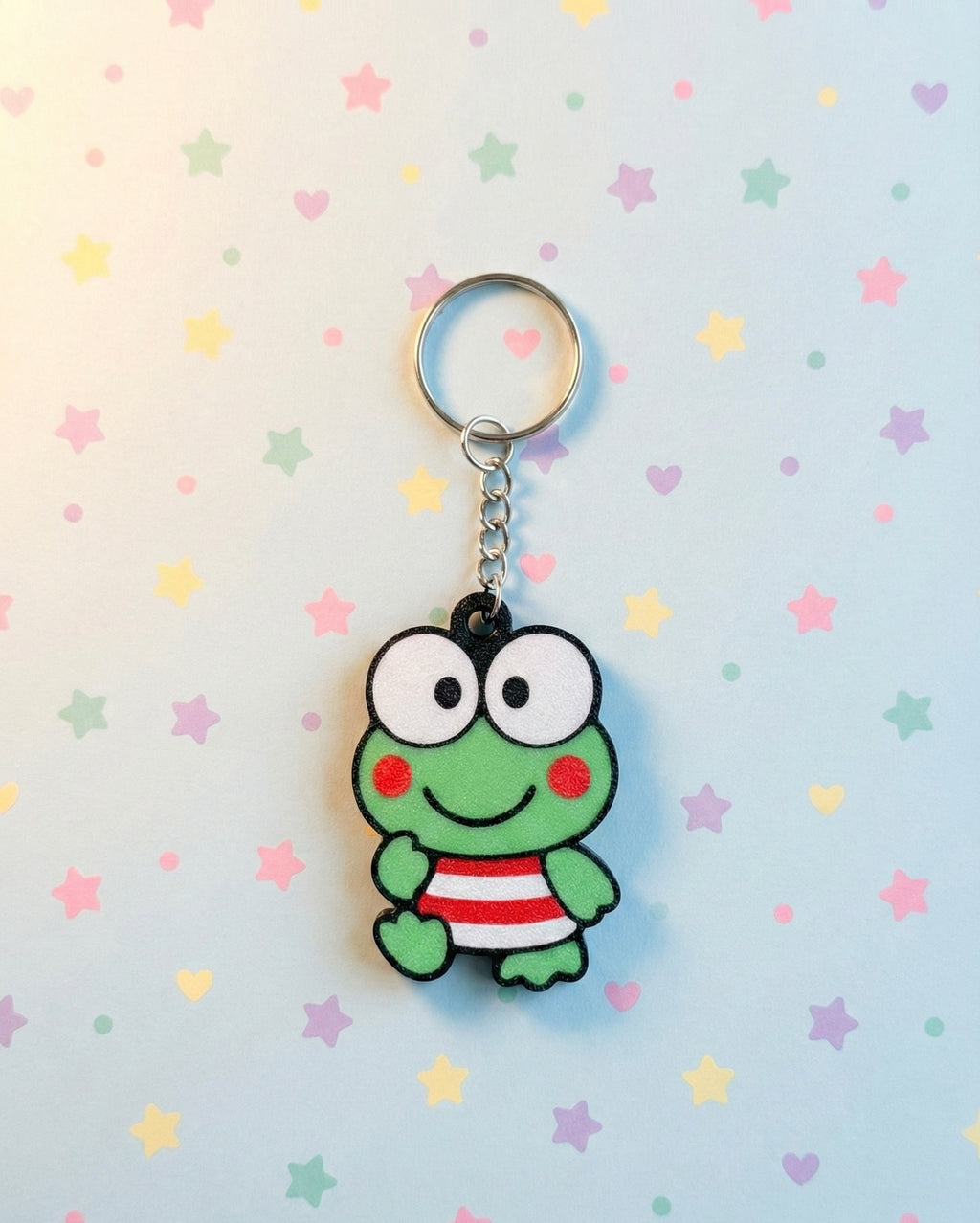 Keroppi 3D Printed Keychain with Optional Custom Name