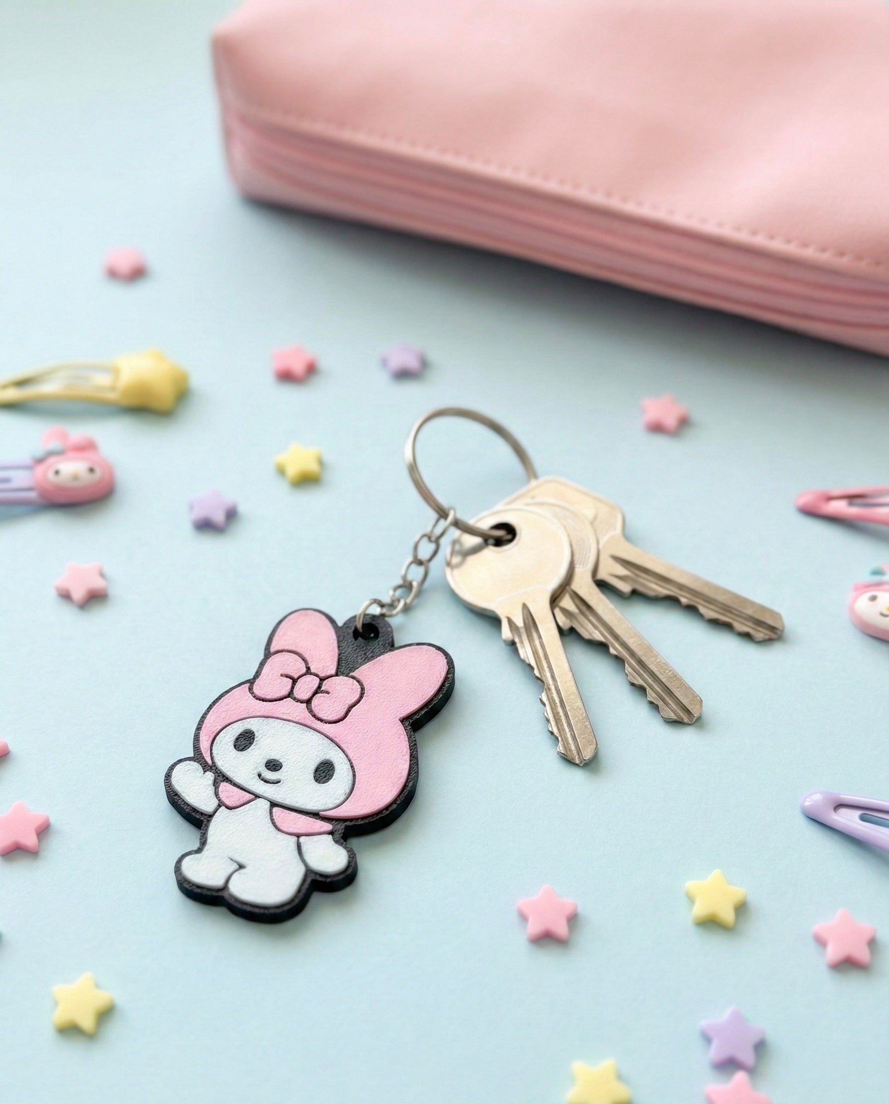 My Melody 3D Printed Keychain with Optional Custom Name