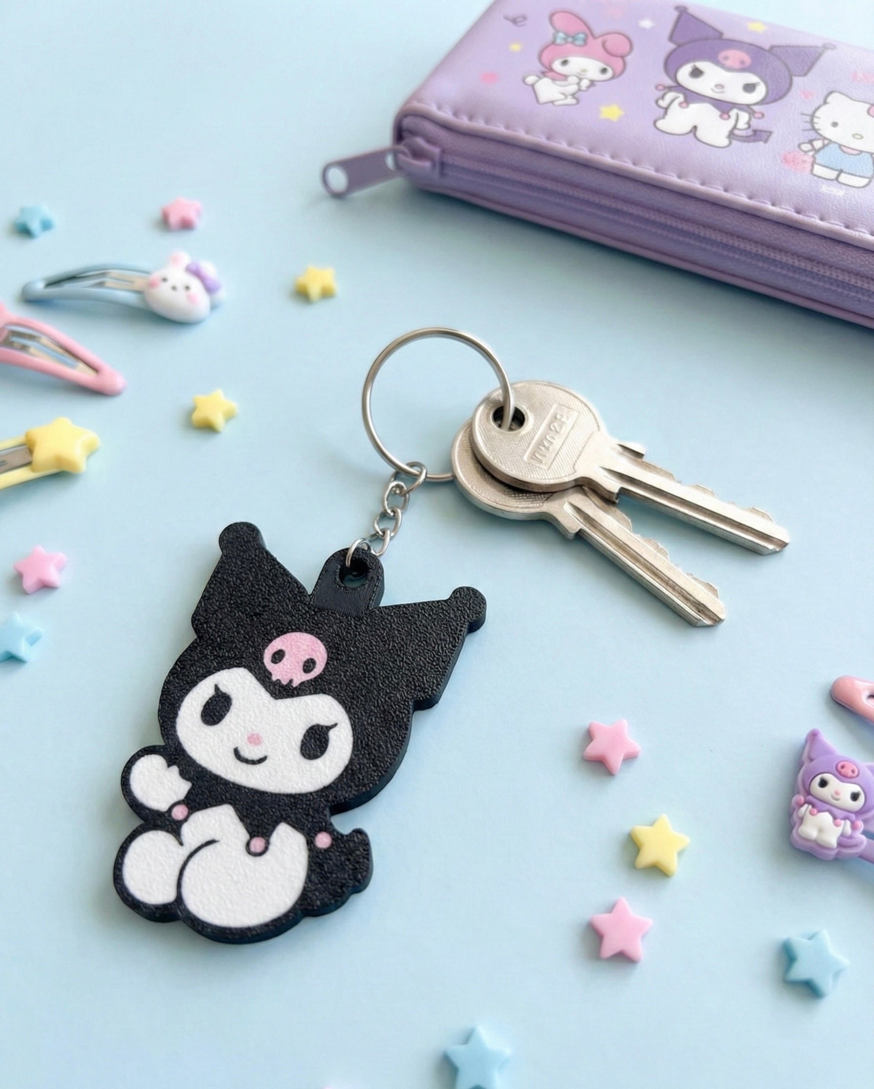 Kuromi 3D Printed Keychain with Optional Custom Name