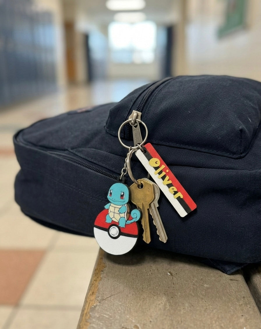 Squirtle 3D Printed Keychain with Optional Custom Name