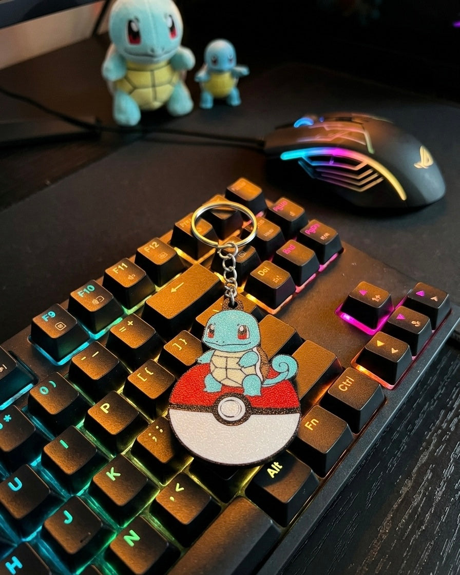 Squirtle 3D Printed Keychain with Optional Custom Name