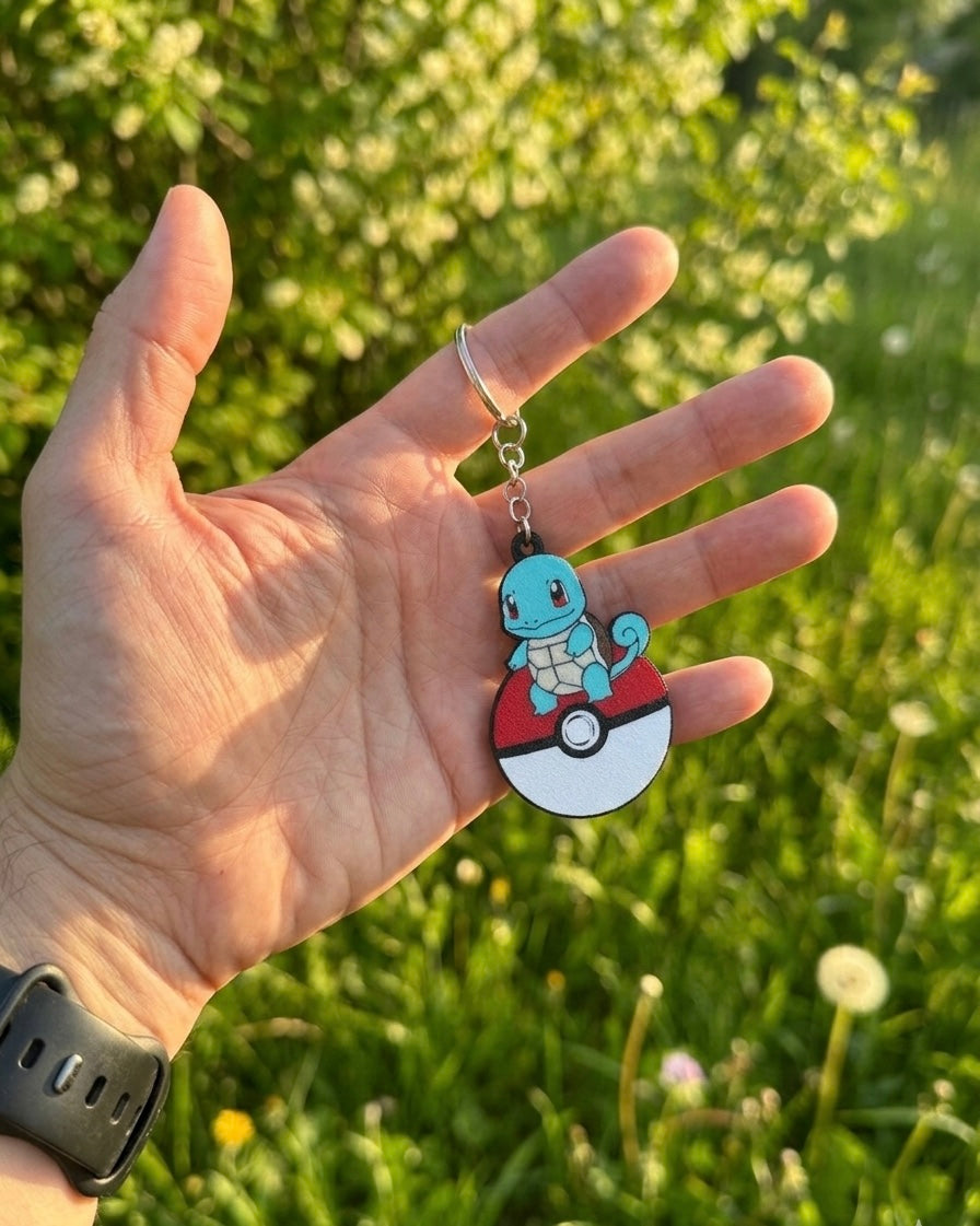 Squirtle 3D Printed Keychain with Optional Custom Name