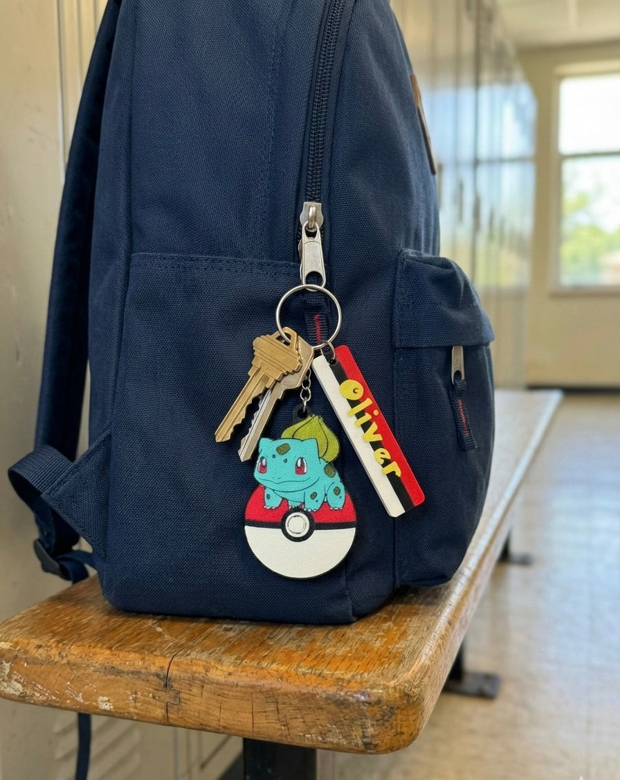 Bulbasaur 3D Printed Keychain with Optional Custom Name