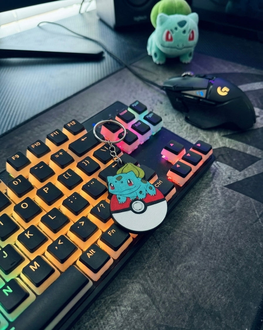 Bulbasaur 3D Printed Keychain with Optional Custom Name