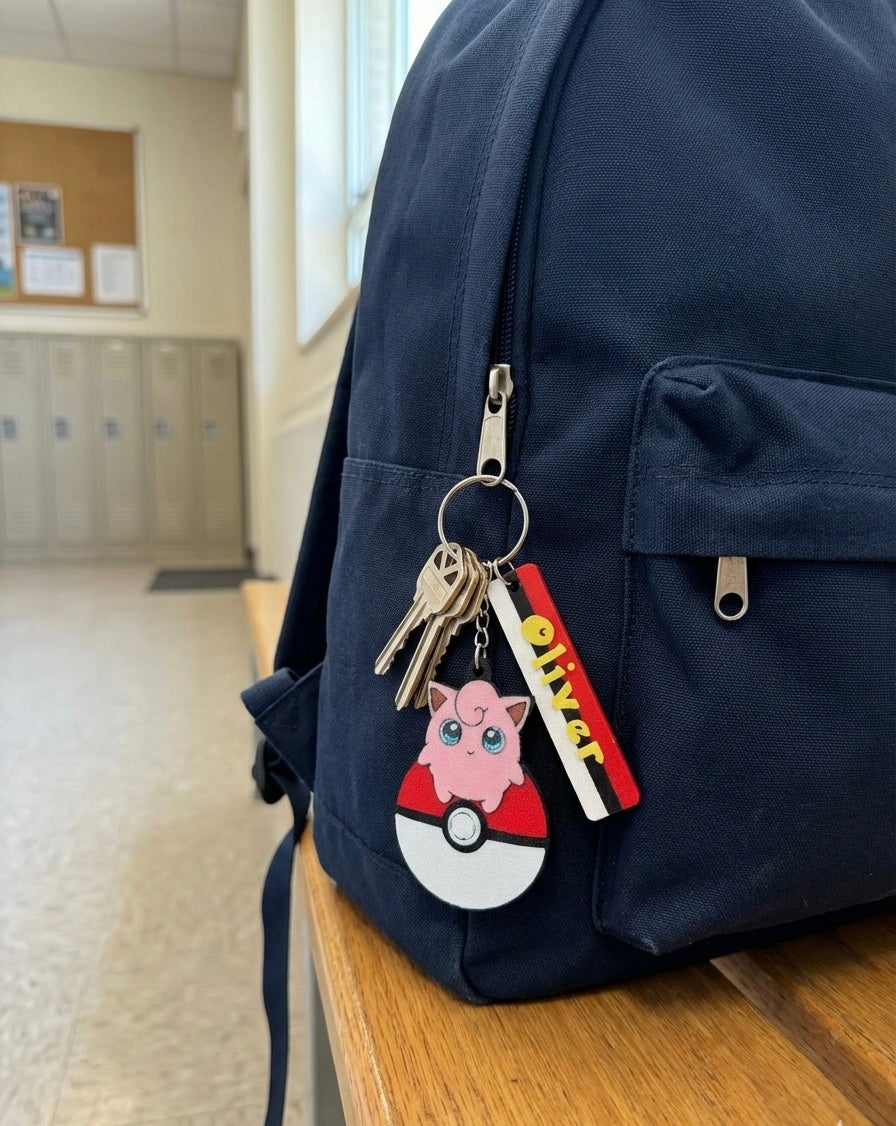 Jigglypuff 3D Printed Keychain with Optional Custom Name
