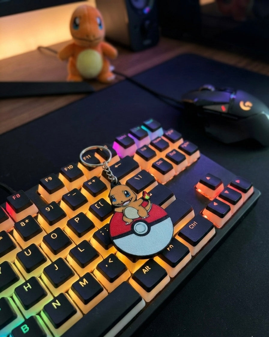 Charmander 3D Printed Keychain with Optional Custom Name