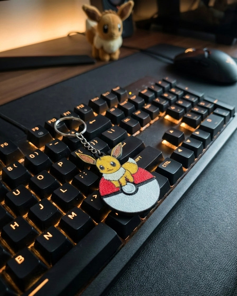 Eevee 3D Printed Keychain with Optional Custom Name