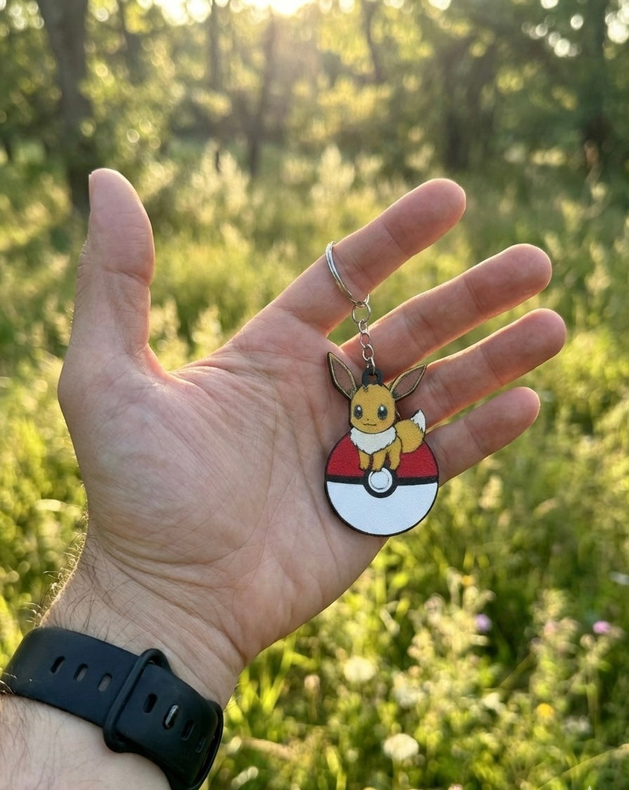 Eevee 3D Printed Keychain with Optional Custom Name