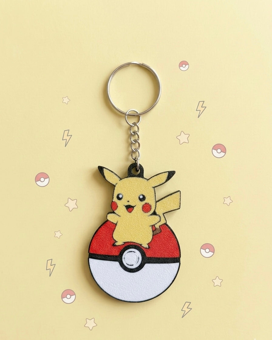 Pikachu 3D Printed Keychain with Optional Custom Name