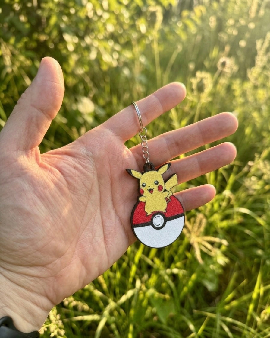 Pikachu 3D Printed Keychain with Optional Custom Name