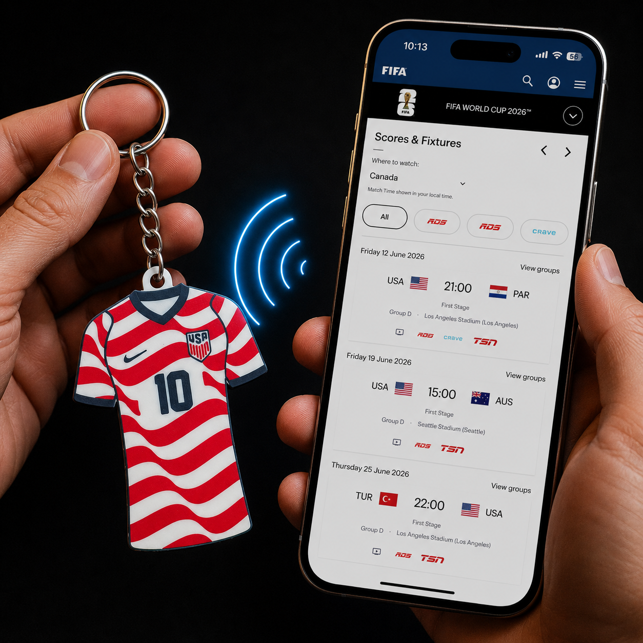 3D Printed USA Soccer Jersey NFC Keychain – Personalized with Name & Number | FIFA World Cup 2026 | US Soccer Fan Gift